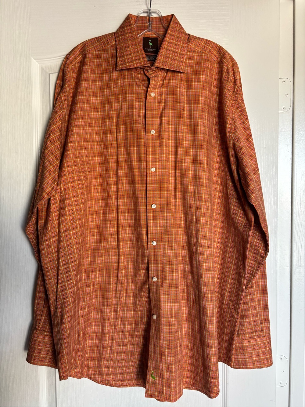 Tailorbyrd Long Sleeve Button Down  Plaid Shirt Size XLT Men’s Orange Tall